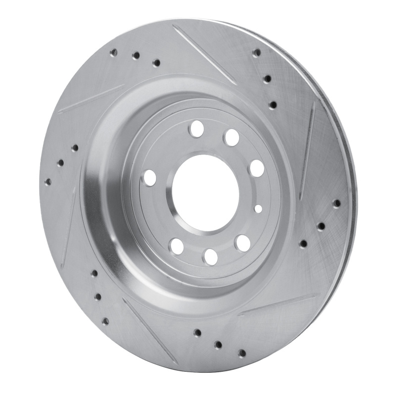 Cadillac BLS Brake Rotor (1) - Rear Left - R1 Concepts - Drilled & Slotted - Silver - `03-`11
